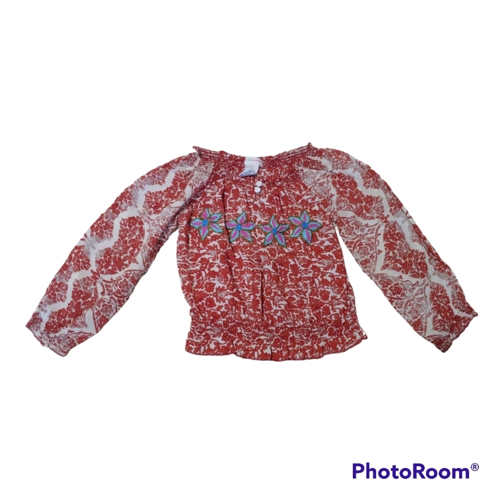 Mimi & Maggie Girl's Star Embroidered Bohemian Top Size 4 girls Red and …